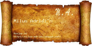 Milus Adrián névjegykártya
