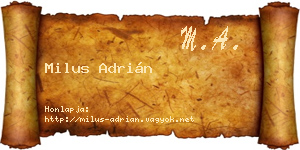 Milus Adrián névjegykártya